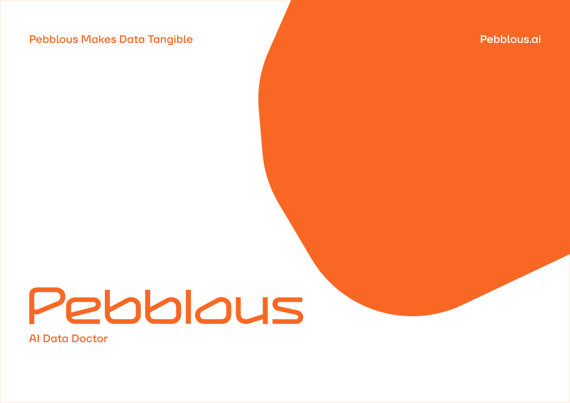 Pebblous Makes Data Tangible, AI Data Doctor 문구가 적힌 페블러스 피치덱 표지